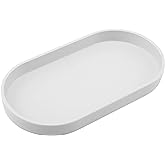 VCREATC White Small Tray (10 inch), Oval Tray for Bathtub Bathroom Vanity Items, Countertop Organizer, Coffee Accessory, Soap, Perfume.
