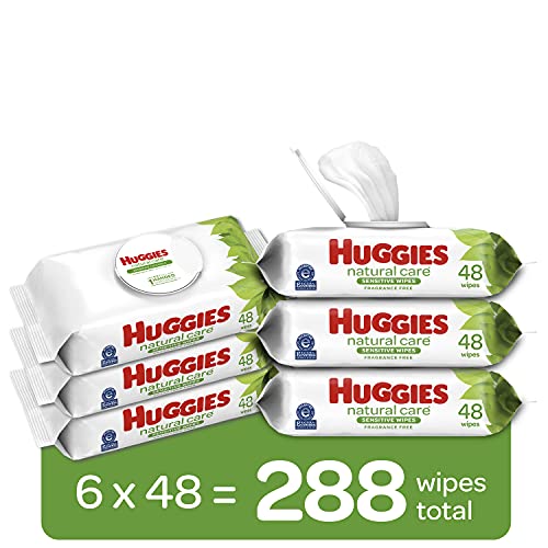 Baby Wipes Huggies Natural Care Sensitive Baby Diaper Wipes Unscented Hypoallergenic 6 Flip Top Packs 288 Wipes Total Pricepulse