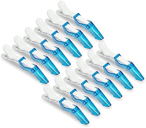 10 Pinup Clips - Professional Non Slip Alligator Hair Clips Double Hinged Design for Easy Salon Styling - Sectioning Crocodile Hair Clip Set with Wide Teeth for Extra Durable Grip (Transparent-Blue)