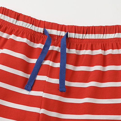 Neeseelily Baby Boys Summer Sleeve Short T-Shirts and Stripe Shorts 2pcs Shorts Set Outfit (3T, Red)