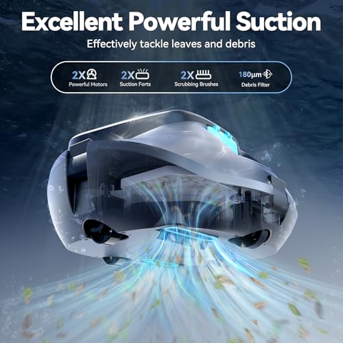 (2026 Upgraded) Pondee X1 Robotic Pool Vacuum, Cordless Pool Cleaner with 120-Min Runtime, Auto-Parking, 2.5h Fast Charging, for Above-Ground & Flat-Bottom Inground Pools up to 850 sq.ft