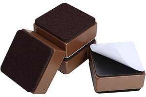 Ezprotekt 1.2 Inch Bed and Furniture Risers, Heavy Duty Square Sofa Tables Couch Chair Risers, Width 2.4"-Adds 1.2" Height, Supports 20,000 lbs, Protect Carpet & Floors from Scratches (4 Pack, Brown)