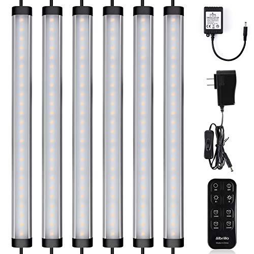 LED Under Counter Lighting Fixtures Remote - Albrillo Daylight White 5000K 12 Inch Light Bars, 24W 1800 Lumen Super Bright Strips for Cabinet Kitchen