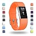 POY Replacement Bands Compatible for Fitbit Charge 2, Classic & Special Edition Sport Wristbands, Large Orange, 1PC