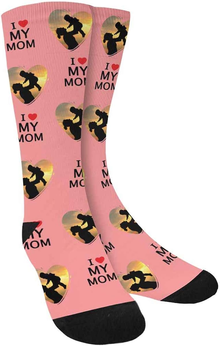 Custom Your Photo Face I love My Mom Socks for Women Mother