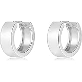 STAYLOVE Small Huggie Earrings for Women 14K Gold Plated Chunky Hoops 925 Sterling Silver Post Mini Cartilage Wide Thick Hoop Earrings