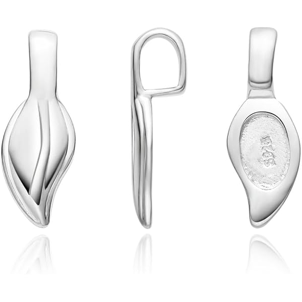 Sterling Silver Leaf Glue-on Pendant Bail - 23.5mm Jewelry Making Finding