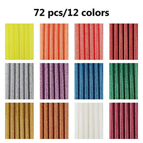 Hot Glue Sticks,Enpoint 3.93 x 0.27 in Glitter Mini Hot Glue Sticks for Glue Gun EVA Mini Colored Hot Melt Adhesive Glue Sticks for DIY Art Craft General Repairs and Gluing Projects 72 PCS - Thumbnail 3
