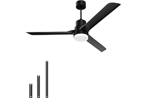 BECLOG Ceiling Fans with Lights and Remote, 52 Inch Ceiling Fan Outdoor Indoor Black Noiseless Reversible DC Motor for Patio Farmhouse Bedroom