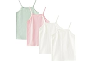 Letoileite 2-8 Years Little Girls Undershirts Tagless Soft Solid Color Girls CamisoleCami Shirt Tank Top（4 Packs）