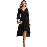 Ever-Pretty Women's Chiffon V Neck Long Sleeves A-Line Midi Length Wedding Guest Dress Cocktail Party Formal Dresses 01926