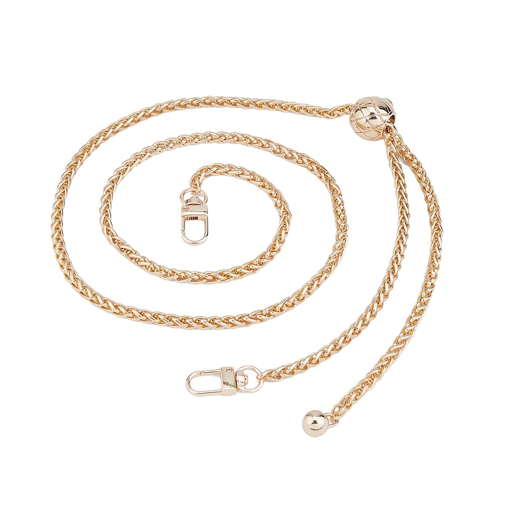 Hobbspring Metal Replacement Purse Chain Strap with Ball Bead Light Gold Shoulder Bag Strap Alloy Detachable Bag Handle Adjustable Flat Chains CrossBody Bag Chain Strap Handbag Clutches 39.06 inches