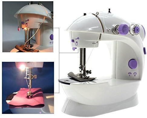Sewing Machine, Mini Portable 2-Speed Kid's Sewing Machine for Beginners with Light + 4 Bobbins+Foot Pedal (Purple)