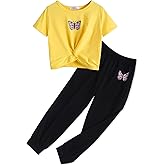 Arshiner Girls Clothing Sets Tie Dye Twist Front Tops & Sweatpants Outfits Sportwear Sweatsuits Tracksuits 4-13 Year