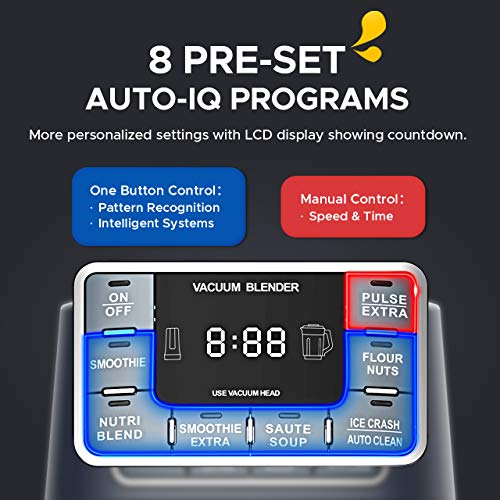 IKICH 53oz Vacuum Blender & 25oz Smoothie Cup, Professional Blender Ice