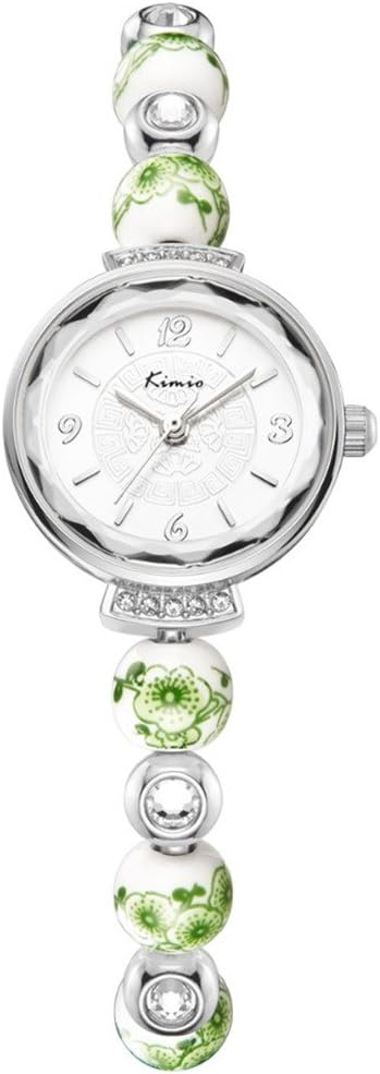 Tidoo Simply Folwer Print Women Wrist Watch Bracelet Watch Green
