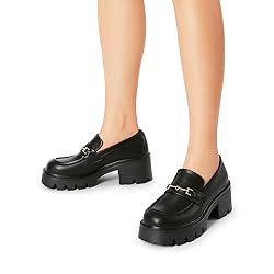 Women Loafers Platform Chunky Heel Slip On Lug Sole