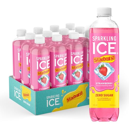 SPARKLING ICE STARBURST STRAWBERRY, ZERO SUGAR FLAVORED SPARKLING WATER, WITH VITAMINS AND ANTIOXIDANTS, LOW CALORIE BEVERAGE, 17 FL OZ BOTTLES (PACK OF 12)