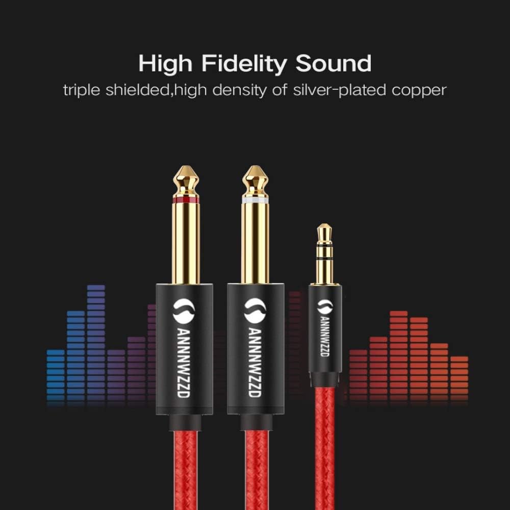 LinkinPerk 3.5mm 1/8" TRS Male to 2X 6.35mm 1/4" TS Male Mono Stereo Y-Cable Splitter Compatible for Home Stereo Systems,Laptop,Amplifier,Mixer Audio Recorder，MP3,etc (2M)(6.6ft): Industrial & Scientific