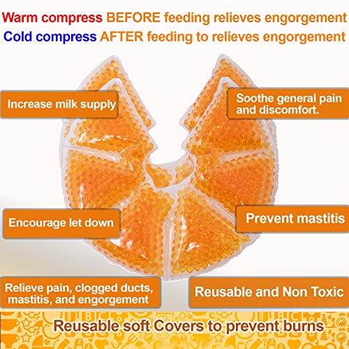 Breast Therapy Pack | Cold or Hot Gel Packs for Breastfeeding Relief | Soothing Mastitis Engorgement Swelling | Nursing Pain Relief Pads | Increase Milk Production | 2 Therapy Packs + 2 Sleeve Cover