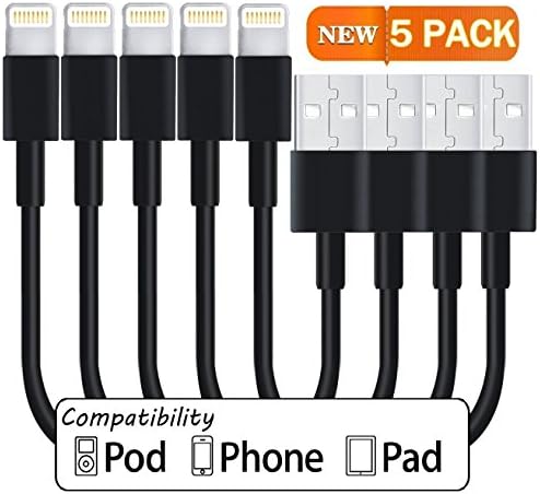 Lightning to USB Certified - Short Lightning 8 Pin to USB [Heavy Duty] iPhone Charging Cable iPad Charger for Apple iPhone 7/6/6S/Plus/SE Mini/Air/Pro/iPod, Compatible with iOS10 - Black