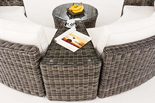 HomeStylist Gartengarnitur Polyrattan Eckbank Marvina Cremeweiss, Grau – Bild 6