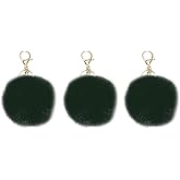 jtkdxqs 3 Pieces Pom Pom Keychain Soft Artificial Rabbit Fur Plush Fluffy Ball Key Ring for Women