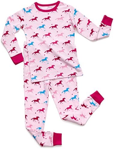 Kids & Toddler Horse Bird Girls Pajamas 2 Piece Pjs Set 100% Cotton Sleepwear (12 Months-14 Years)