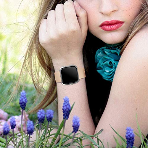 Wepro Bands Replacement Compatible with Fitbit Versa SmartWatch, Versa Lite SE Sports Watch Band Strap Wristband for Women Men Kids, Large, Walnut - Thumbnail 2