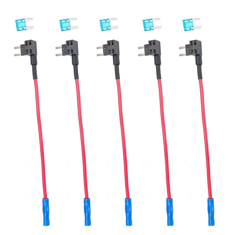 MUYI 5 Pack Add-a-circuit 14 Gauge Fuse Tap for Mini Blade Fuse - Fuse included