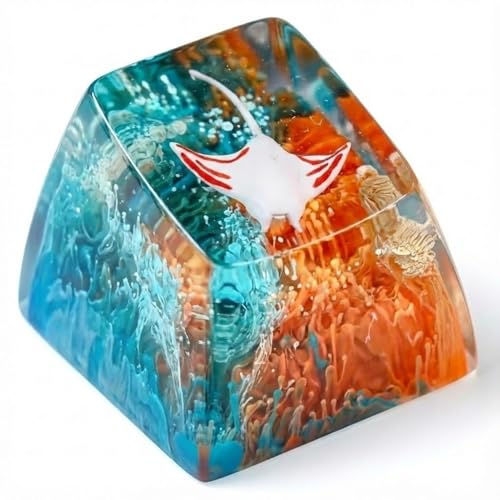Manta Ray Artisan Keycap Green Orange
