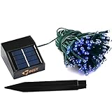 INST Solar Powered LED String Light, Ambiance Lighting, 54.5ft 17m 100 LED Solar Fairy String Lights for Outdoor, Gardens, Homes, Christmas Party (Blue)