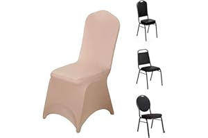 EFAVORMART.COM Efavormart 10 PCS Spandex Stretch Nude Chair Covers Universal Banquet Chair Covers for Party Dining with Foot Pockets Washable Wedding Chair Slip Covers for Outdoor