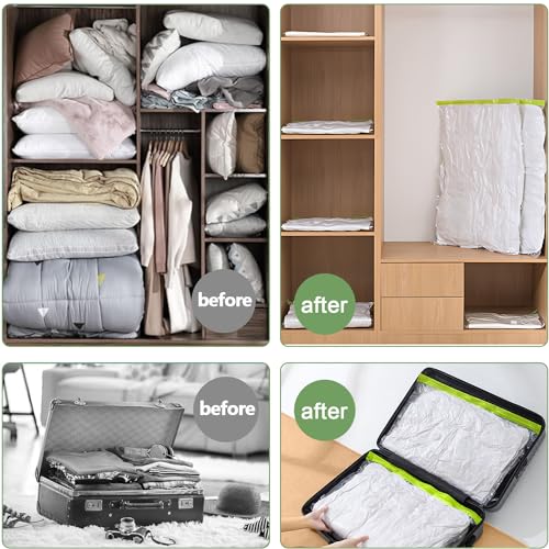 Gluckluz Vacuum Storage Bags with Electric Pump 16 Packs Space Saver Bag Compression Seal Bag (4 Jumbo + 4 Large + 4 Medium + 4 Small) for Travel Clothes Comforter Mattress Duvet Pillow Blanket