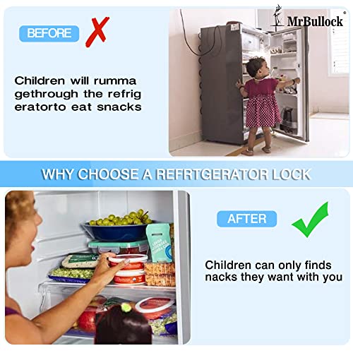 MrBullock 2 Pack Refrigerator Lock Fridge Locks for Kids Keyless Child