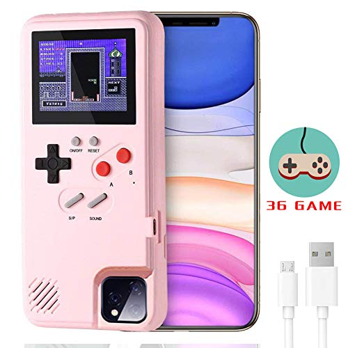 Game Console Case for iPhone,LucBuy Retro Protective Cover Self-Powered Case with 36 Small Game,Full Color Display,Shockproof Video Game Case for iPhone 11