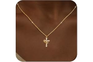 NECOCY Cross Necklaces for Women Non Tarnish Dainty Gold/Silver/Rosegold Cubic Zirconia Pendant Necklace for Women Trendy Simple Gold/Silver Cross Charm Necklace Waterproof Jewelry for Women
