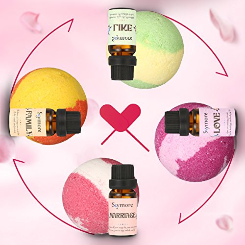Skymroe 4 All-Natural Essential Oils with 4 Bath Bombs Valentine's Day Gift Set-Like, Love, Marriage, Family - Thumbnail 3