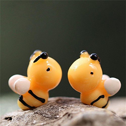 COOLTOP 10pcs Gardening Fairy Garden Miniature Accessories Micro Landscape Decor Resin Honey Bee DIY