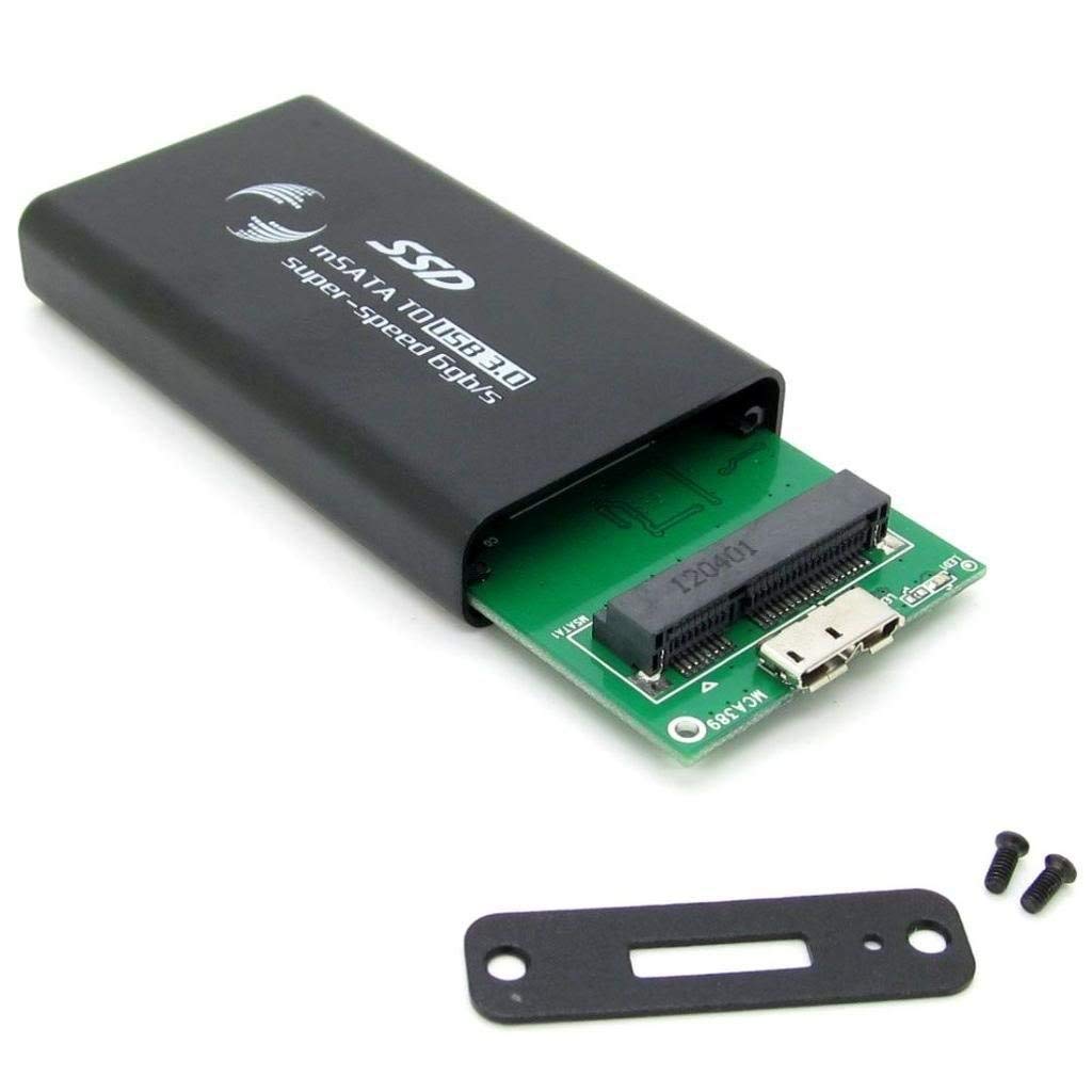 Pxyelec MSATA to USB 3.0 External Hard Drive Enclosure with USB 3.0 Cable Black
