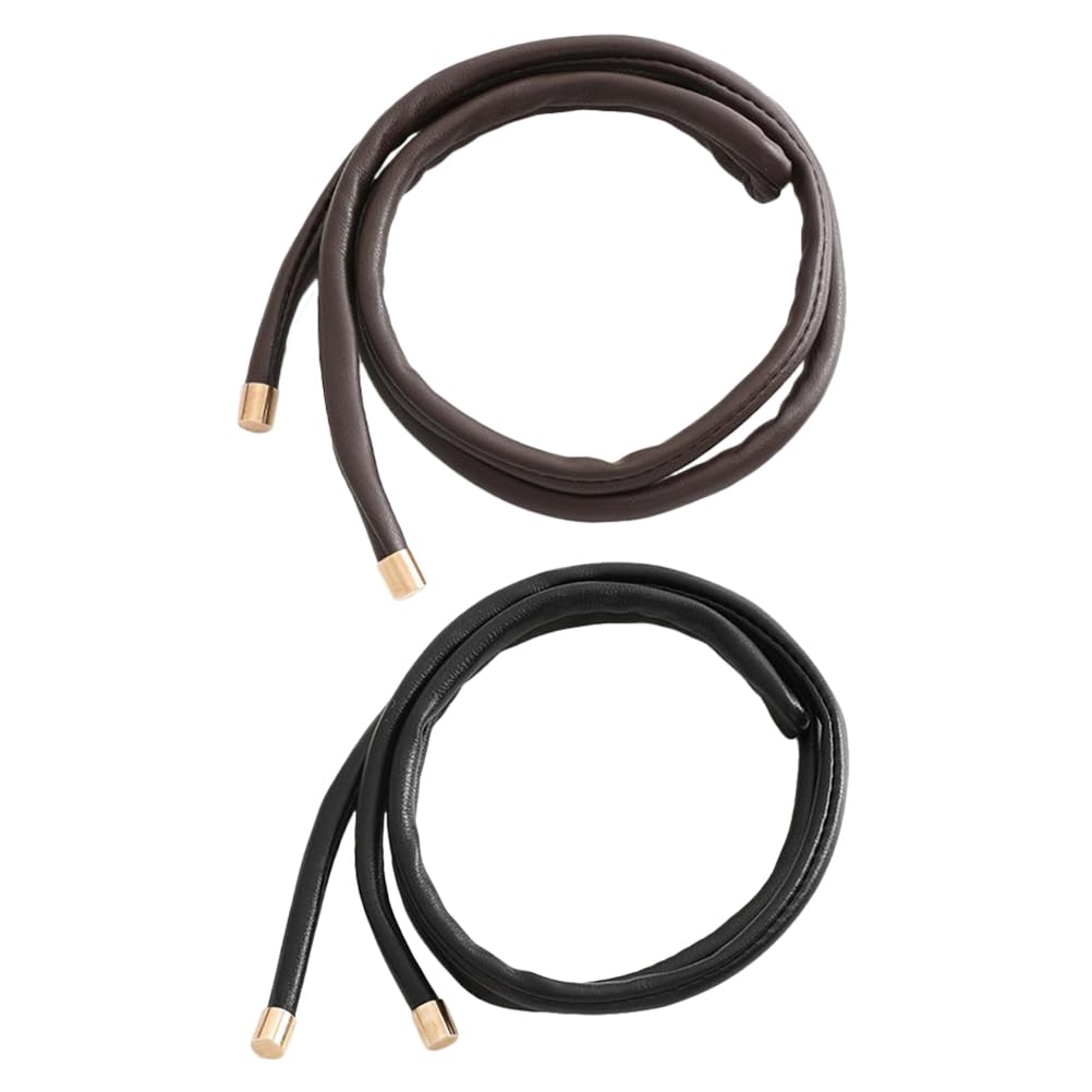 Lurrose Leather Hair Ties 2 Pack Stylish Ponytail Holders Comfortable Hair Bands for Women Girls Secure Hold and Styling Accessories