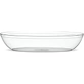 PLASTICPRO Disposable Oval Serving Bowls, Party Snack or Salad Bowl, 32-Ounce, Plastic Crystal Clear Pack of 4