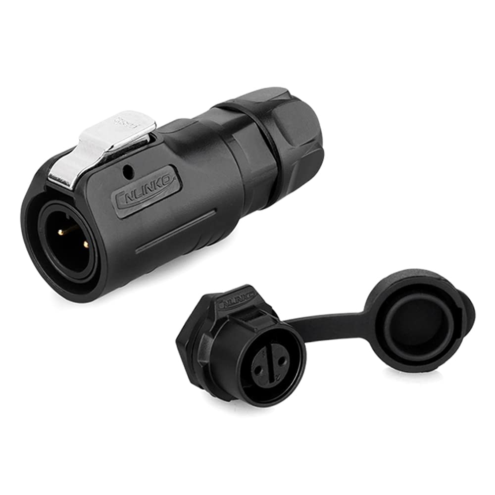CNLINKO LP-12 Industrial Waterproof Connector IP68 Circular Connector Quick Plugging Aviation Connector PBT Plastic Shell Connector Fast Release Connector M12 2-8 Pin Threaded Socket (2 Pin)