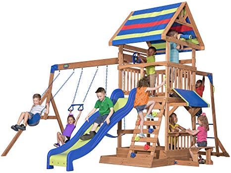 Beach Front All Cedar Wooden Swing Set 