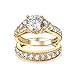 WuBeFine Plated 18K Gold One Pair of AAA Zircon Engagement Ring