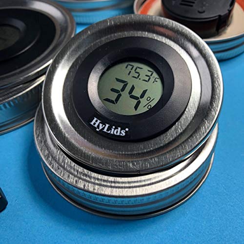 HyLids - Digital Hygrometer Curing Humidor Jar Lids, make a great stash jar too! …Regular Size 2 3/4"