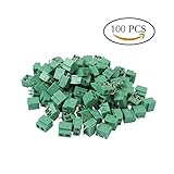 Teenitor Top Quality 100Pcs 2 Pole 5mm Pitch PCB Mount Screw Terminal Block 8A 250V
