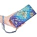 MOLLYCOOCLE Galaxy G360 Case, Blue PU Leather Wallet Case 3D Relief Pattern TPU Inner Bumper Credit Card Holders Hand Strap Cover for Samsung Galaxy Core Prime - Golden Butterfly