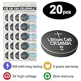 CELEWELL 20pcs Bulk CR2450 3V Lithium Battery for Candles Remotes( not CR2450N ) Exp 2020
