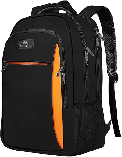 MATEIN Travel Laptop Backpack 15.6 Inch Anti Theft Water Resistant Black Orange